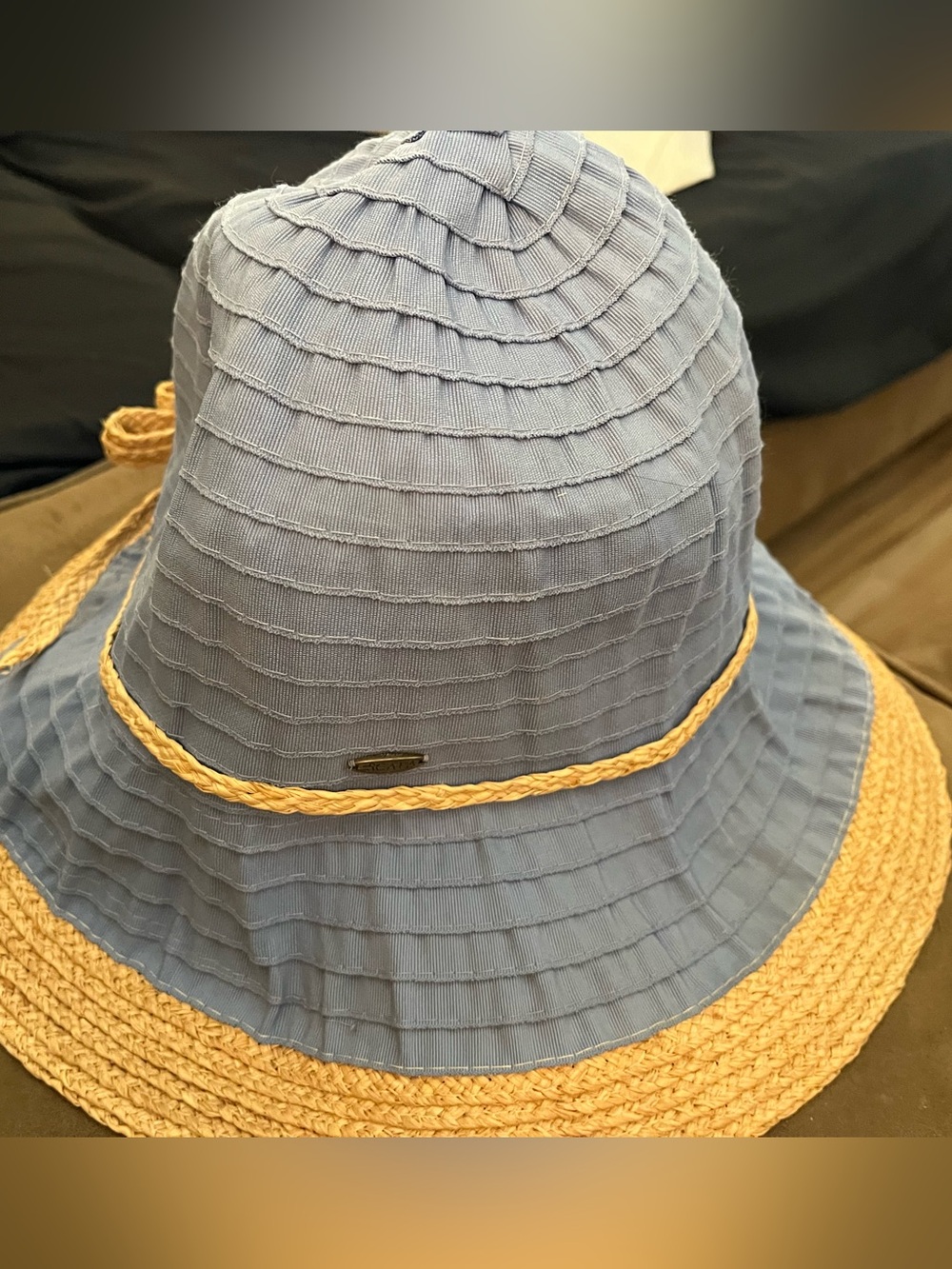 SCALA-Women's Blue Straw Sun Hat